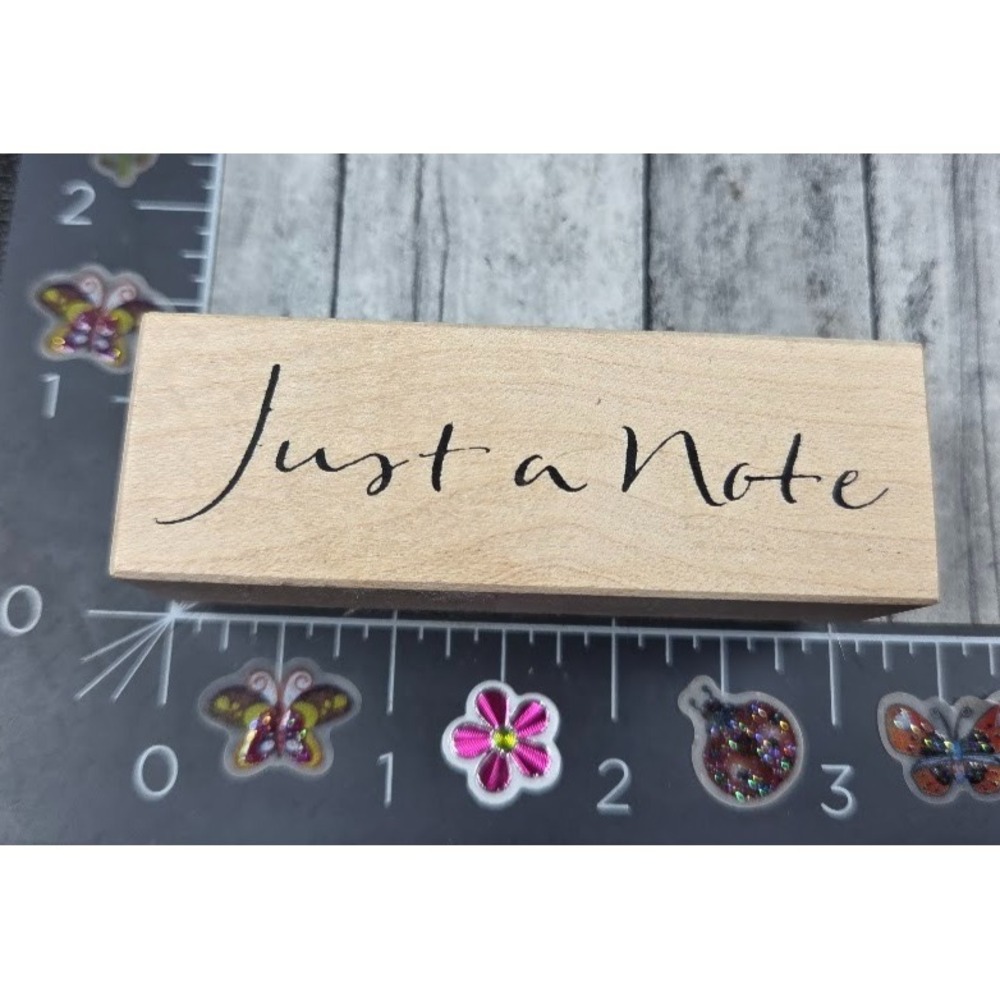Wordsworth Just A Note S092F 2001 Elegant Script Rubber Stamp Wood #H14